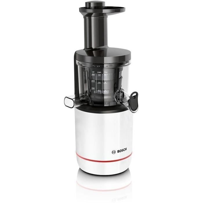 Extracteur de jus - BOSCH - MESM500W VitaExtract - Blanc/chrome - 150 W - 1 vitesse + reverse - syst. de sécurité sur le couvercle