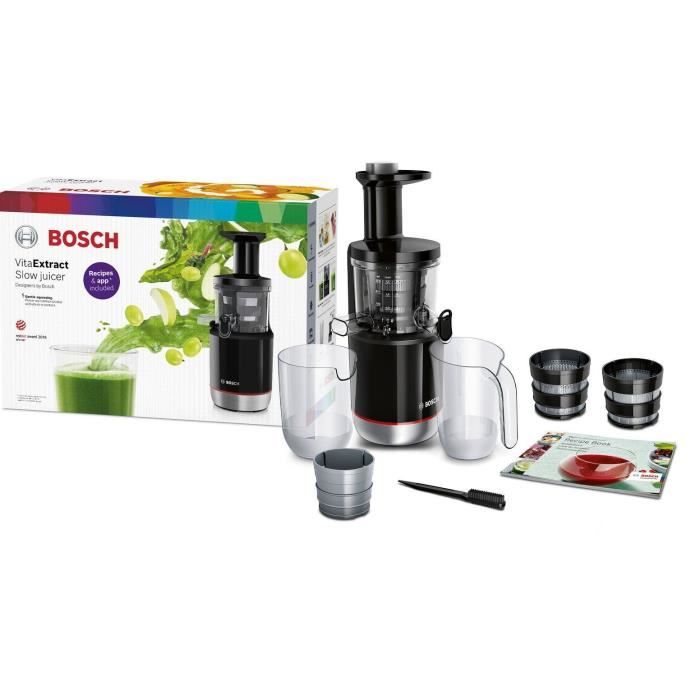 Extracteur de jus - BOSCH - MESM731M VitaExtract - Noir/inox - 150 W - 1 vitesse + reverse - syst. de sécurité sur le couvercle