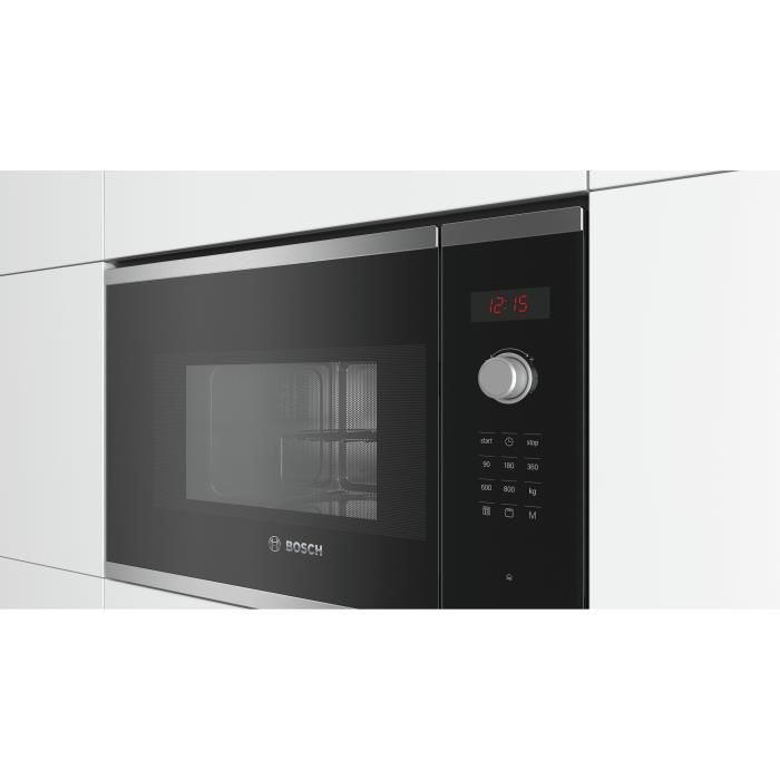 Micro-ondes + grill encastrable - BOSCH - SER4 BEL523MS0 - Inox - 20 l - 800 W - 8 programmes auto - 38,2 x 59,4 x 31, 7 cm