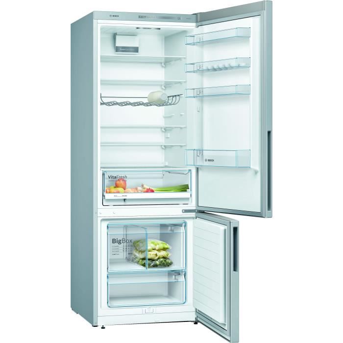 BOSCH KGV58VLEAS - Réfrigérateur combiné - 500 L (376 L + 124 L) - Froid low frost grande capacité- L 70 x H 191 cm - Inox