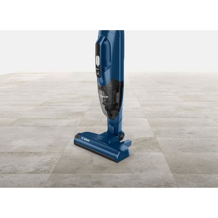 BOSCH BCHF216S - Aspirateur balai sans fil 2en1 - Autonomie 40min - Capacité du bac : 0,4L - 2 vitesses - Bleu foncé