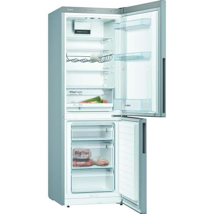 BOSCH KGV33VLEAS - Réfrigérateur congélateur bas - 288L (194+94) - Froid brassé - L 60cm x H 176cm - Inox