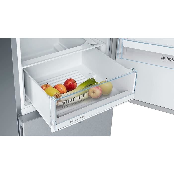 BOSCH KGV36VLEAS - Réfrigérateur congélateur bas-307 L (213+94 L)-Froid brassé - L 60 x H 186 cm - Inox