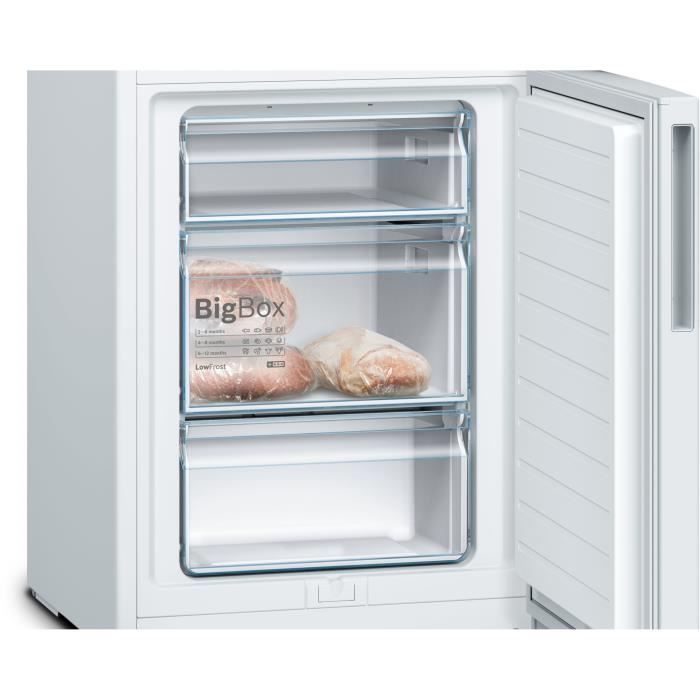 Réfrigérateur combiné pose-libre - BOSCH KGV36VWEAS SER4 - 2 portes - 308 L - H186XL60XP65 cm - Blanc