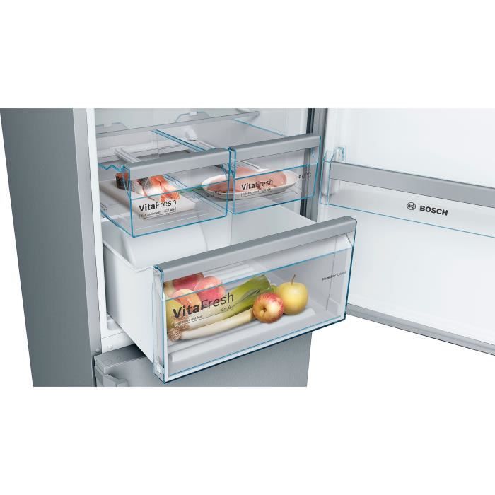 Réfrigérateur combiné pose-libre BOSCH - SER4 - Inox look - Vol.total: 368L - No Frost