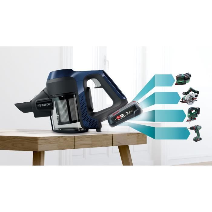 BOSCH BBS611MAT - Aspirateur balai multifonction sans fil - Unlimited série I 6 - Aspirateur a main intégré - 2 vitesses - Bleu