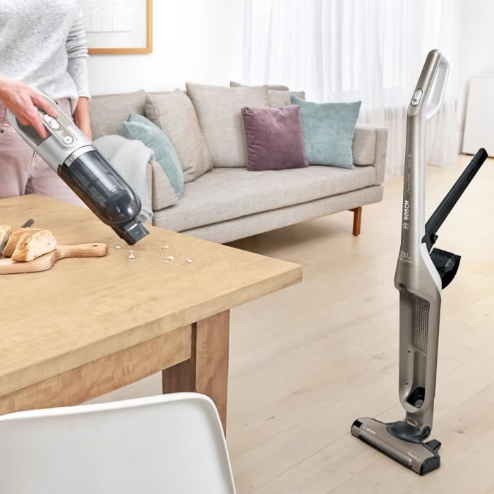 BOSCH BBH3ALL23 Aspirateur balai sans fil 2en1 et multifonction Flexxo - 2 vitesses - 23V - 50 mn d'autonomie - Champagne métallisé