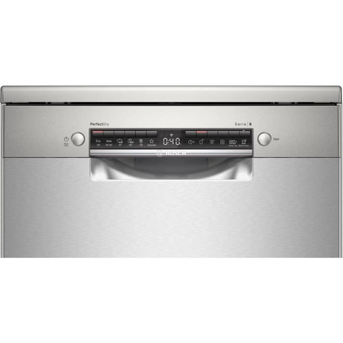 Lave-vaisselle pose libre BOSCH SMS6TCI00E SER6 - 14 couverts - Induction - L60cm - Home Connect - 44dB - Silver inox