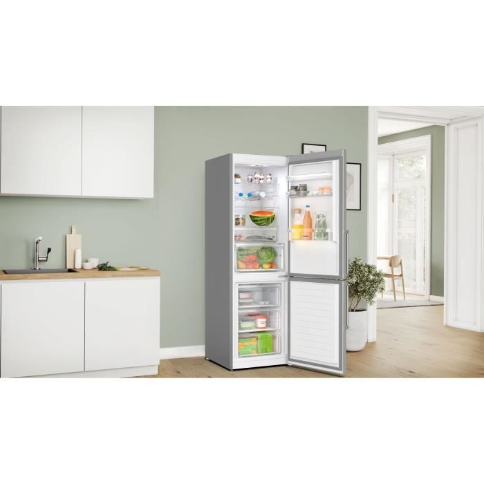 Réfrigérateur combiné BOSCH KGN367ICT SER4 - 2 Portes - Pose libre - Capacité 321L - H186 x L60 x P66,50 cm - Inox