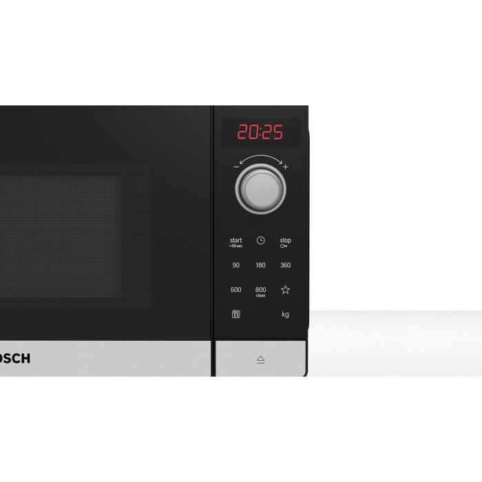 Micro-ondes simple Pose-libre BOSCH - FFL023MS2 - Nettoyage hydrolyse - Volume: 20 l - H:26cm/L44,2cm/P:34,5cm - Noir