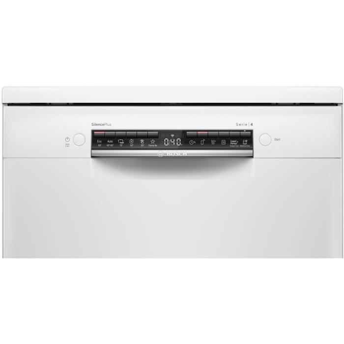 Lave-vaisselle pose libre BOSCH SMS4HTW47E SER4 - 12 couverts - Induction - L60cm - 44dB - Blanc