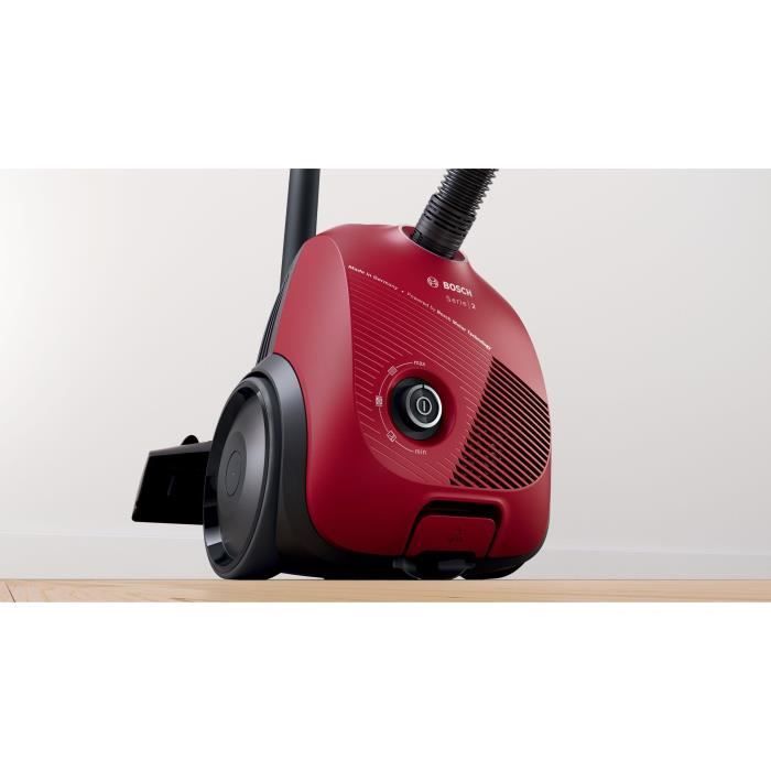 Aspirateur traîneau BOSCH BGBS2RD1 - 600 watts - 8M - 80 Db - sac 3,5L - Rouge