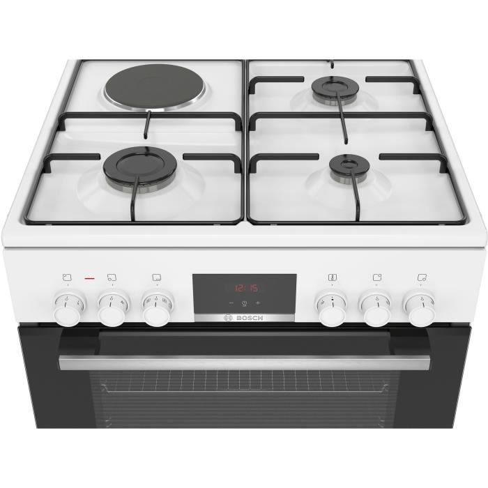 Cuisiniere mixte - BOSCH SER4 - HXR39AG20 - 4 foyers - Four 66 L - 4.3 kW - Classe A - 60 cm