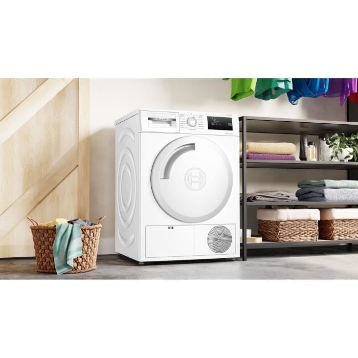 Seche-linge pompe a chaleur BOSCH WTH83014FR SER4 - 8 kg - Classe A+ - Tambour Inox - Blanc