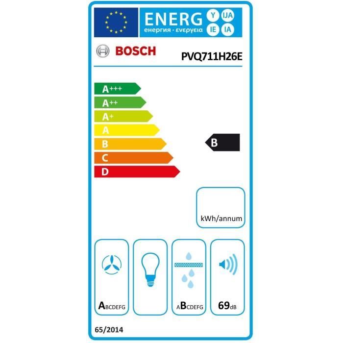 Table induction aspirante - BOSCH SER6 - PVQ711H26E Noir - 4-foyers - Home Connect - L710xP522 mm