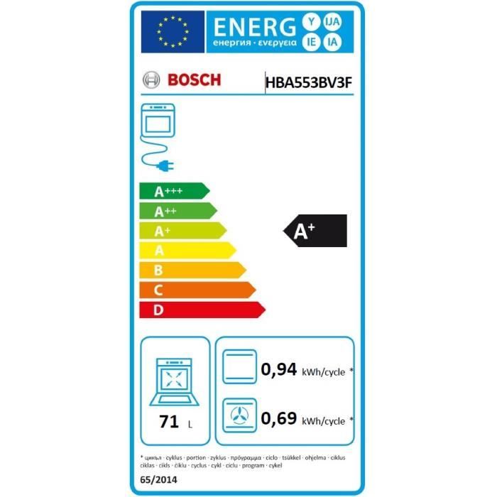 Four encastrable Ecoclean -BOSCH SER4 - HBA553BV3F - Blanc - 71 L - Classe énergie A+ - 59,5 x 59,4 x 54,8 cm