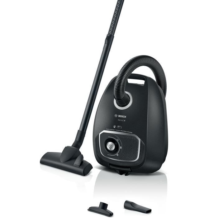 BOSCH Serie 4 BGB41BA1 - Aspirateur traineau sac - Rayon d'action 11 m - Capacité sac 4L - 75 dB - 700 W - Noir