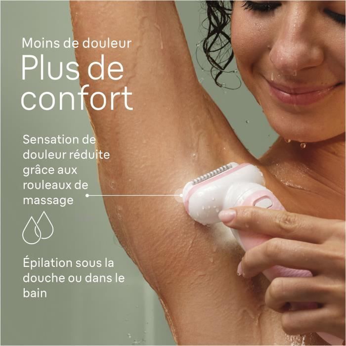 Épilateur électrique - BRAUN - Silk-épil 9 - Épilation facile - Peau douce longue durée - 9-030 - Blanc / Rose