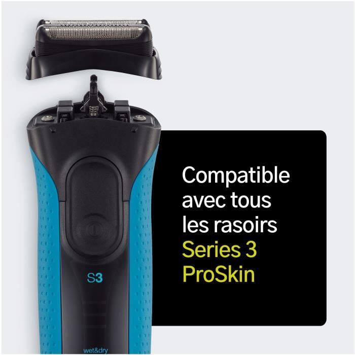 Tete de rechange pour rasoir électrique Braun Series 3 ProSkin noire - Modele 32B