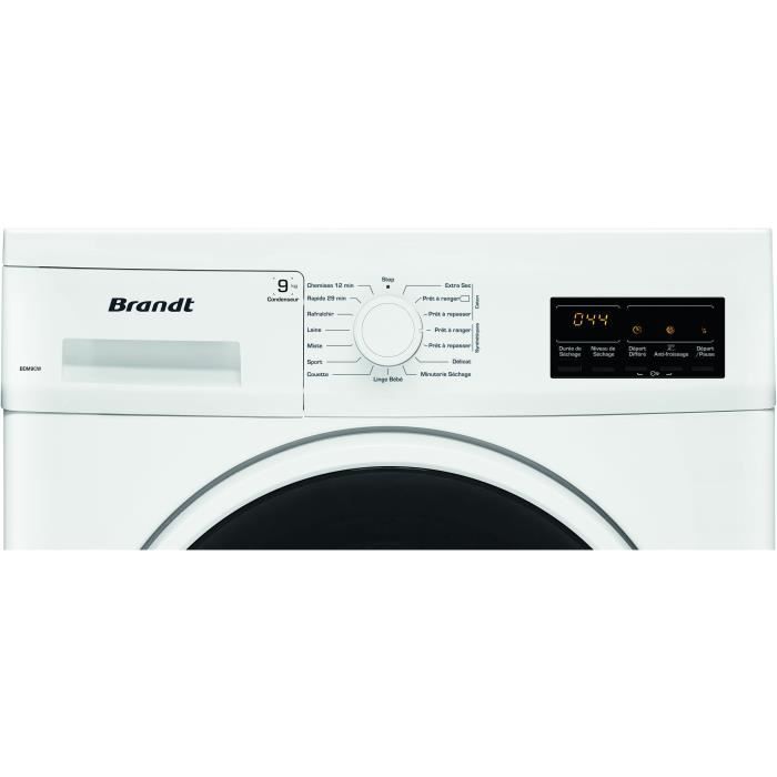 Seche-linge a condensation BRANDT BDM9CW - 9 kg - L60cm - Classe B - Blanc