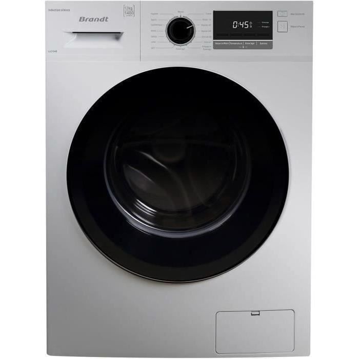 Lave-linge hublot BRANDT LLC124S - 12 kg - L60cm - Induction - 1400 trs/min - Classe B - Silver