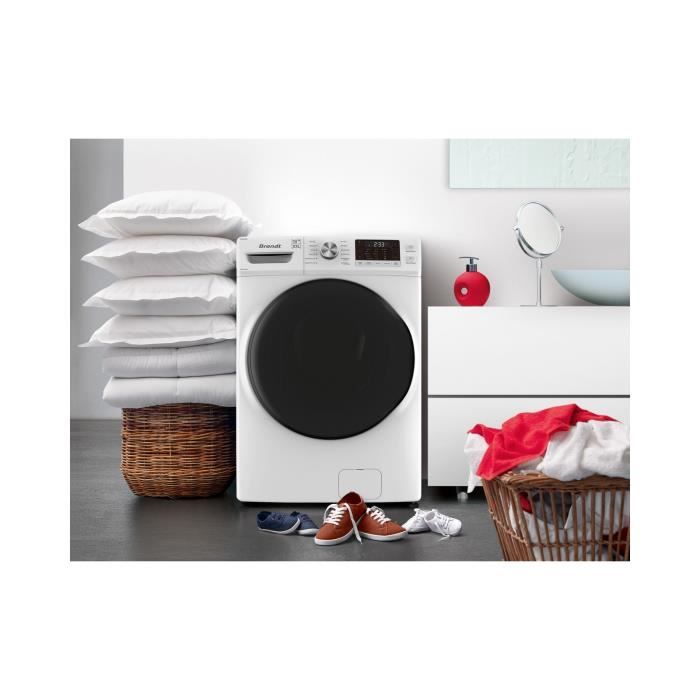 Lave-linge hublot BRANDT WFB218QW - 18 kg - Induction - L70cm - 1000 trs/min - Blanc