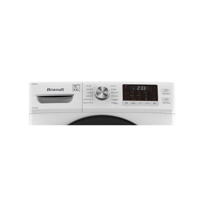 Lave-linge hublot BRANDT WFB218QW - 18 kg - Induction - L70cm - 1000 trs/min - Blanc