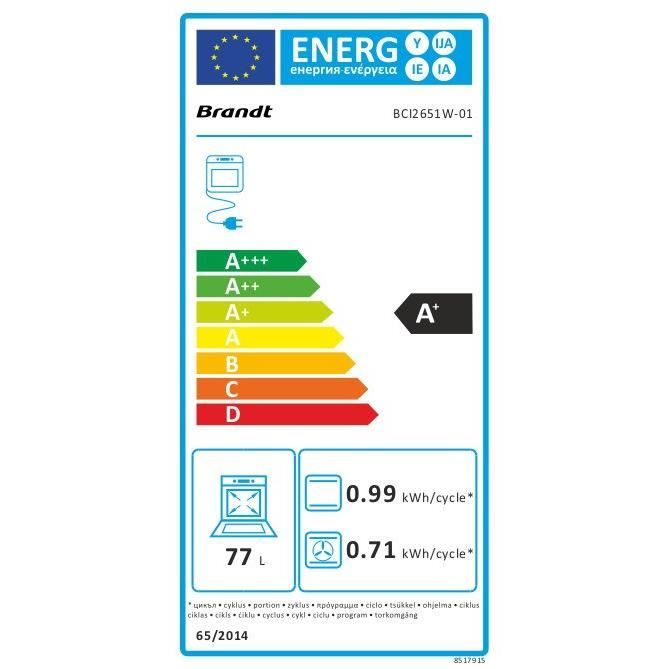 Cuisiniere Induction BRANDT BCI2651W - 3 Feux - Pyrolyse - L60cm