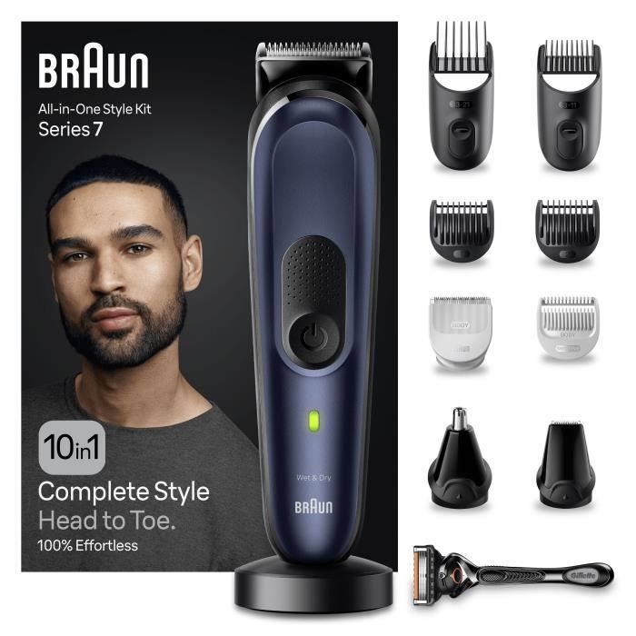 Tondeuse Tout-En-Un BRAUN - Series 7 MGK7421 - Autonomie 100 min - Kit styling inclus