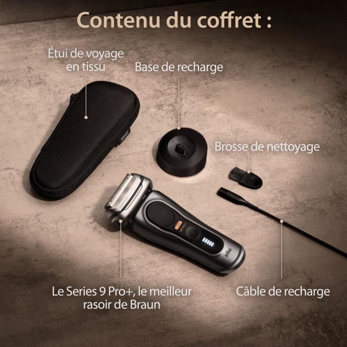 Rasoir électrique BRAUN - Séries 9 PRO+ 9515s - 5 Éléments De Rasage, Tondeuse De Précision Intégrée, Base De Recharge, Étanche