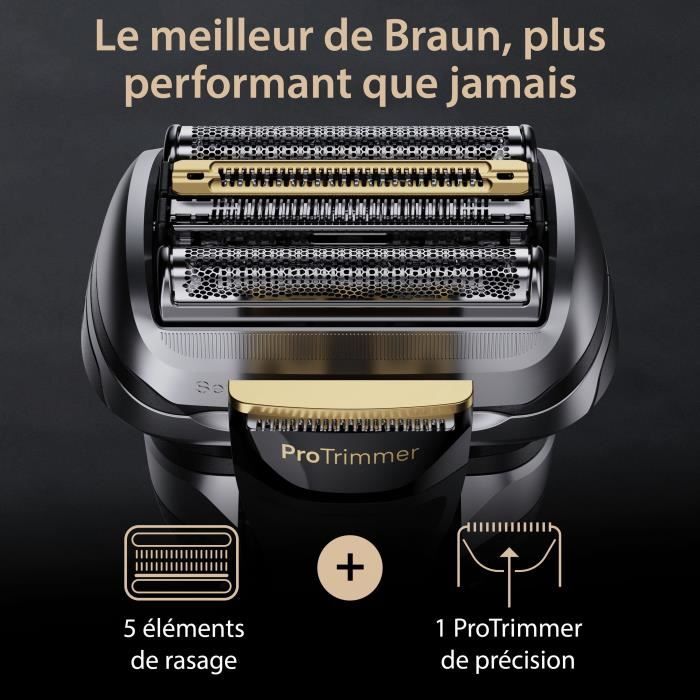 Rasoir électrique BRAUN - Séries 9 PRO+ 9515s - 5 Éléments De Rasage, Tondeuse De Précision Intégrée, Base De Recharge, Étanche