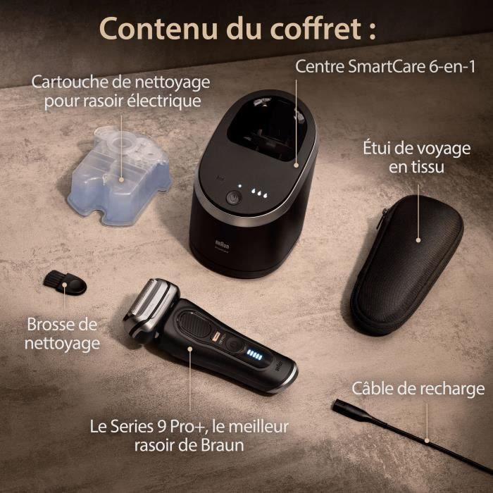 Rasoir électrique BRAUN - Séries 9 PRO+ 9560cc - 5 Éléments De Rasage, Tondeuse De Précision Intégrée, Station SmartCare, Étanche