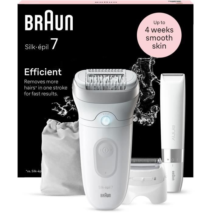 Épilateur électrique - BRAUN - Silk-épil 7 - Épilation Facile - Peau douce longue durée - 7-441 - Blanc / Argent