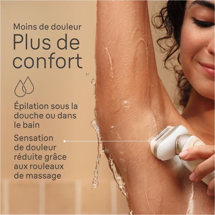 Épilateur électrique - BRAUN - Silk-épil 9 Flex - Épilation Facile - 9-041 3D - Blanc / Doré