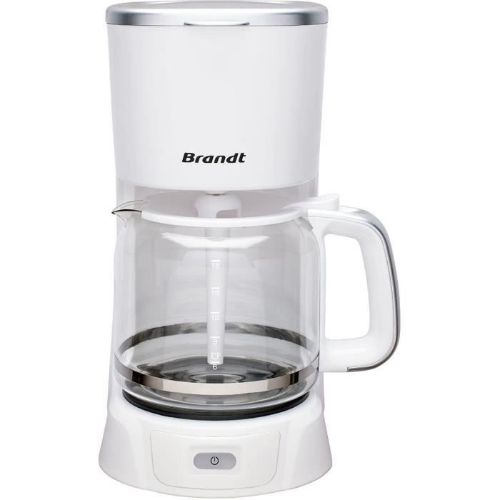 Cafetiere électrique - BRANDT - CAF1318S - Blanc et Silver - 1,8 L - 1100 W - 18 tasses