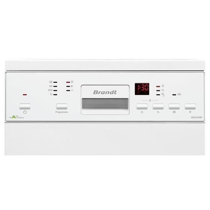 Lave-vaisselle pose libre BRANDT DFS1010W - 10 couverts - Induction - L45cm - 47dB - Blanc