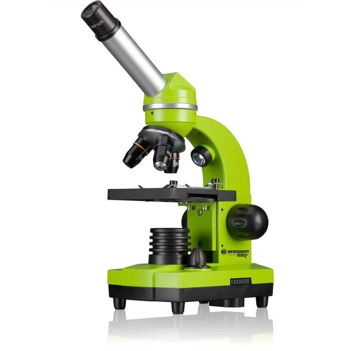 Microscope étudiant BIOLUX SEL - BRESSER JUNIOR - grossissement 40x-1600x - kit d'expérimentation - vert