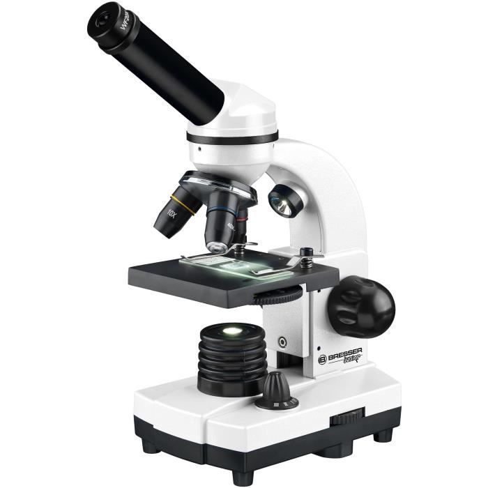 Microscope Biolux SEL avec systeme de zoom - BRESSER JUNIOR - grossissement 40x-1600x - support smartphone - coffret rigide blanc