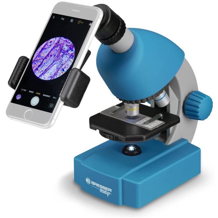 Microscope 40x-640x - BRESSER JUNIOR - Éclairage LED - kit d'expérimentation - bleu