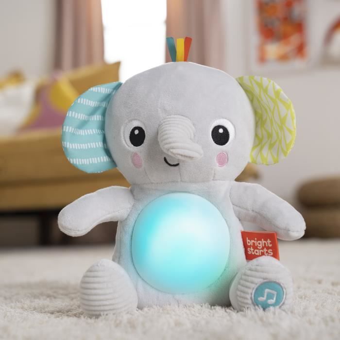 BRIGHT STARTS Jouet peluche éléphant Hug-a-Bye Baby, sons et lumieres