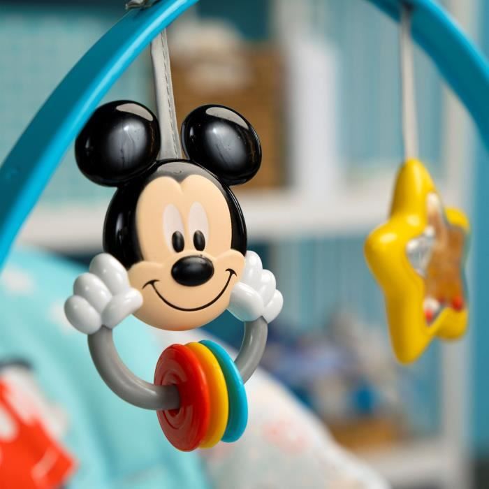 DISNEY BABY Transat évolutif (utilisable jusqu'a 30 mois) - Mickey My Best Friend, 2 jouets inclus, Vibrations automatiques, Harnais