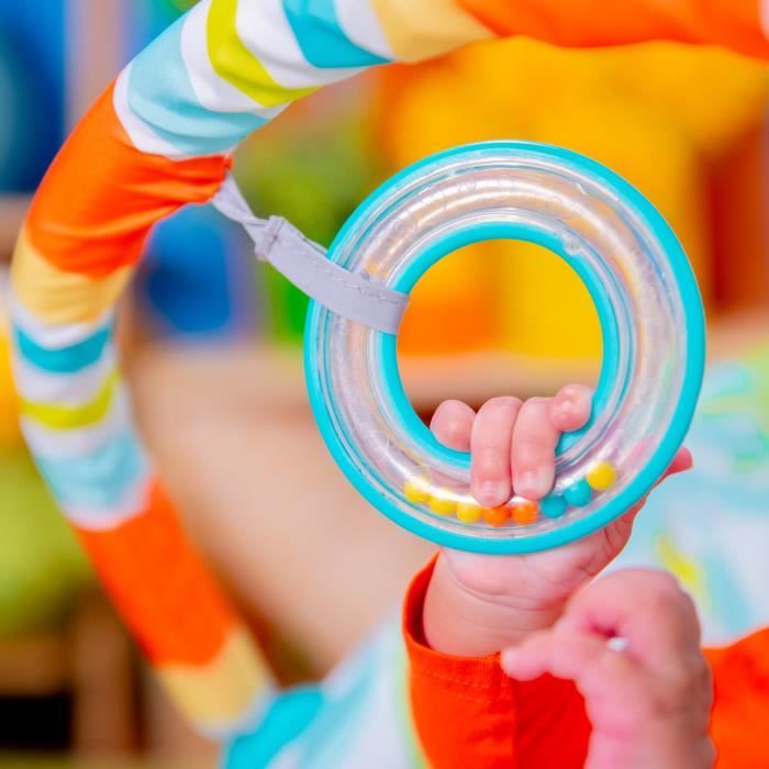 BRIGHT STARTS Transat bébé Toucan, Vibrations apaisantes, Arche d'éveil avec jouets interactifs