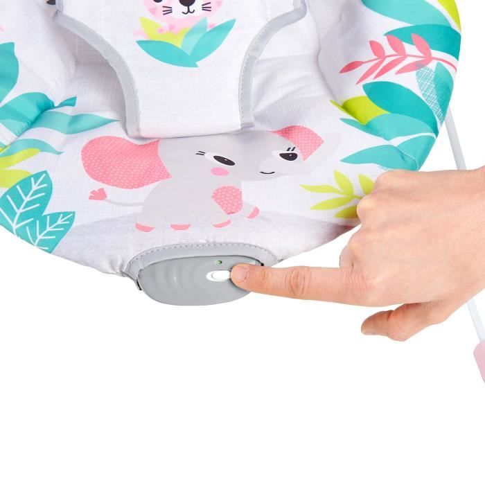 BRIGHT STARTS Transat bébé Flamant Rose, Vibrations apaisantes, Arche d'éveil avec jouets interactifs