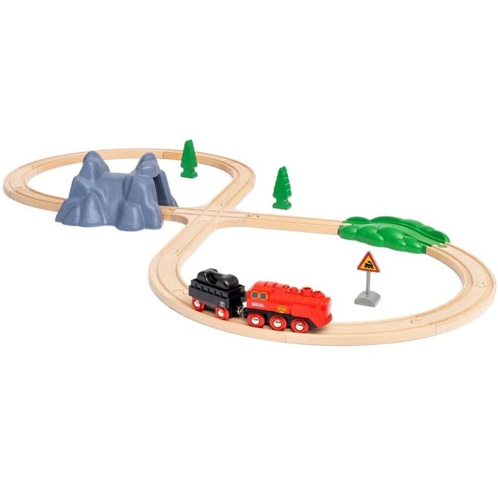 Circuit Locomotive a piles a vapeur - BRIO World - 36017 - Circuit en bois - RAVENSBURGER - Rouge