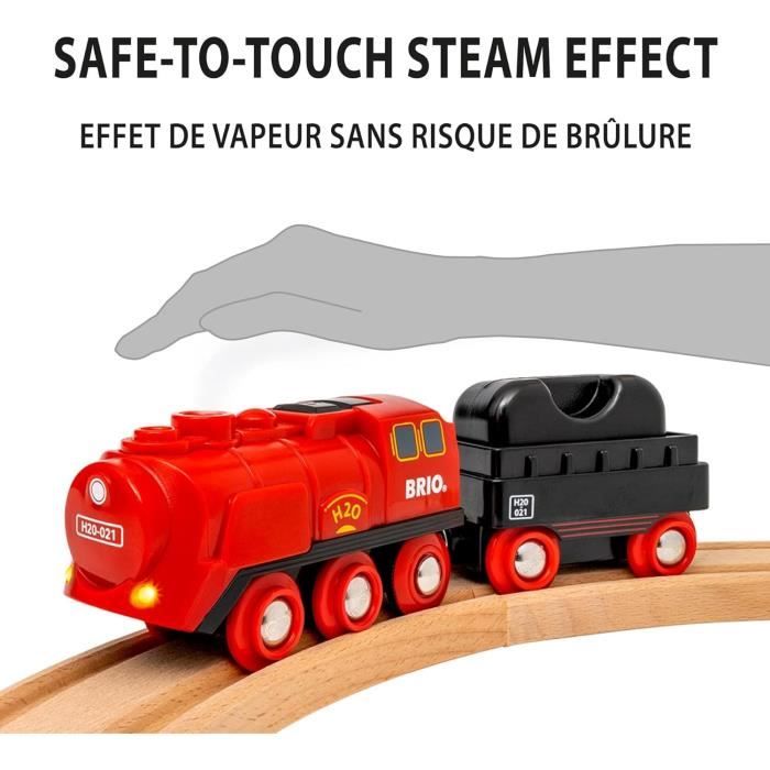 Circuit Locomotive a piles a vapeur - BRIO World - 36017 - Circuit en bois - RAVENSBURGER - Rouge