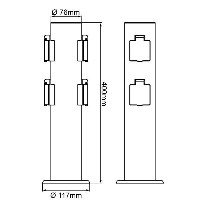 BRILLIANT - DODY Borne avec 4 prises noir métal/plastique E27 LED xW IP44 - Jardin - Extérieur - Electrique