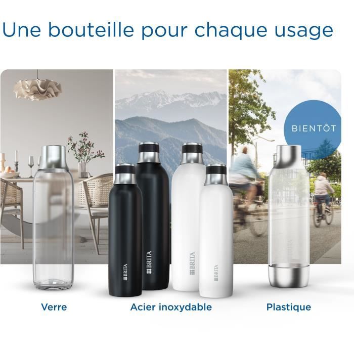 Bouteille isotherme BRITA pour sodaTRIO - acier inoxydable - 1L - noire