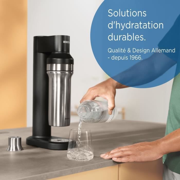 Bouteille isotherme BRITA pour sodaTRIO - acier inoxydable - 1L - noire