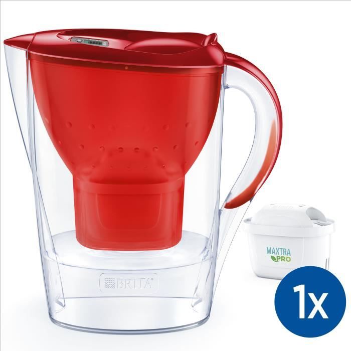 Bouteille et carafe filtrante Brita Carafe filtrante Marella rouge (2,4L) inclus 1 cartouche filtrante MAXTRA PRO All-in-1