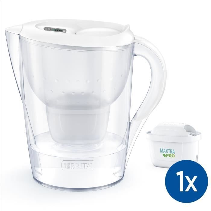 Carafe Filtrante Marella XL Blanche - BRITA - Inclus 1 Cartouche Filtrante MAXTRA PRO AIO - Nouveau MAXTRA